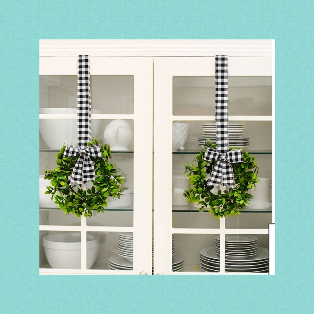 Set of 2 Buffalo Plaid Kitchen Cabinet